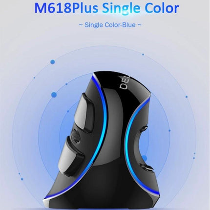 DELUX Ergonomic Wired Vertical Optical Mouse for Everyday Computing - black vertical ergonomic mouse with blue accent lighting, wired design