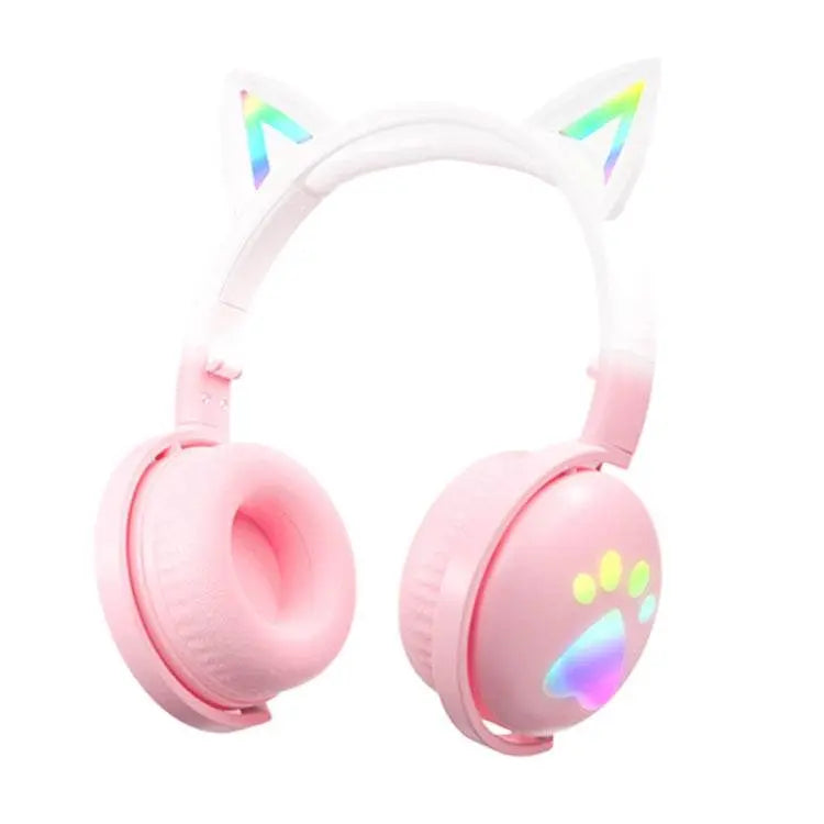 KE28 RGB Cute Cat Ears Bluetooth Wireless Headset Mic Fun