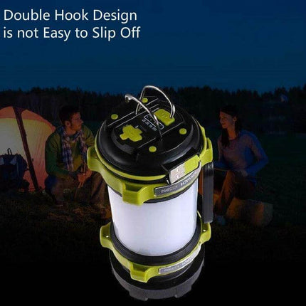 KINSACH Portable LED Searchlight for Outdoor Camping - compact rechargeable 2600mAh ABS camping lantern with double hook, lightweight 356g for tent, boat, fishing