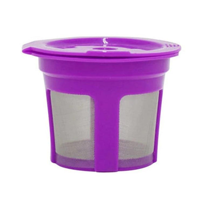 Keurig Reusable Mesh Coffee Filter For Coffee Makers purple PP body with stainless steel mesh for reusable brewing, fits Keurig machines