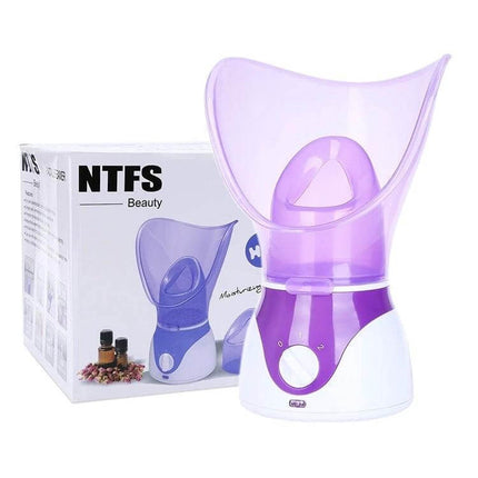 KH Facial Steam Machine For Deep Cleansing At Home Skincare Routine compact purple facial steamer with mask and box