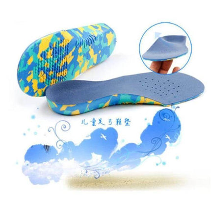 Kids Arch Support Insoles For Flat Feet, Sizes 23-37 cm - colorful EVA arch support insoles for kids, velvet top for school shoes and sneakers