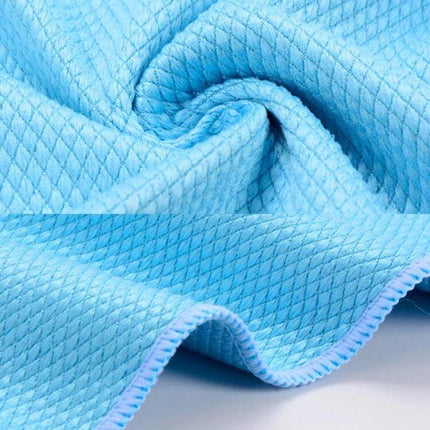 Kitchen Glass Cleaning Towel 30 By 40 Cm Soft Nonwoven Rag in blue with diamond texture, lint-free absorbent kitchen and glass cleaning towel