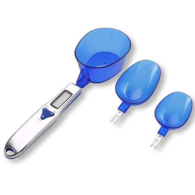 Kitchen Scale With Three Measuring Spoons For Precise Home Cooking - digital ABS scale with 180ml, 45ml, 25ml blue measuring spoons