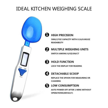 Kitchen Scale With Three Measuring Spoons For Precise Home Cooking - ABS digital spoon scale 0.1g accuracy with tare, hold, 180/45/25ml spoons
