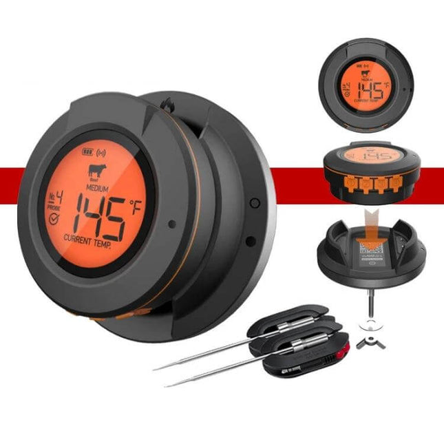Kitchen Wireless Bluetooth Oven Thermometer For Grilling digital probe set with LCD display and stainless steel probes for oven grill smoker