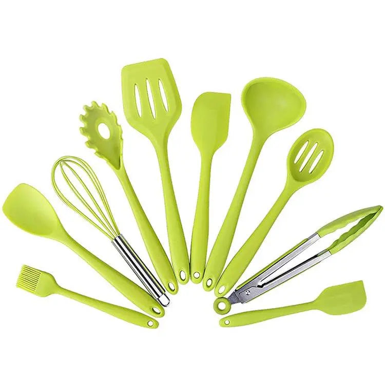 Kn7050 10 In 1 Silicone Kitchen Tool Set Green Blue Red Black 