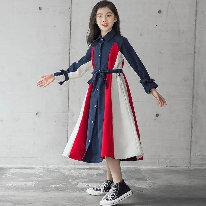 Korean-Inspired Color Block A-Line Dress for Kids Stylish 