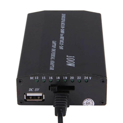 Universal 100W Laptop Charger with Multiple Adapters for Devices - black universal laptop power adapter with DC volt indicators and USB port
