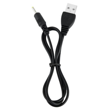 Alt Tag: USB to DC Power Adapter Cable for Device Connections, 120cm Length - black USB to barrel DC power cable coiled for routers CCTV cameras and gadgets