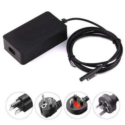 AC Power Adapter for Microsoft Surface Laptops and Tablets compact travel charger with detachable international plug set