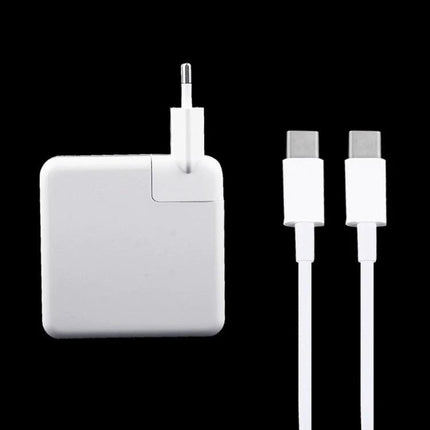 Alt Tag: USB Type-C Charger for Daily Travel and Phone Use compact white charger with two USB‑C cables on black background