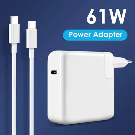 USB Type-C Charger for Daily Travel and Phone Use - compact 61W white power adapter with USB-C cables for commuting and weekend trips
