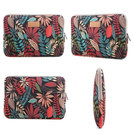 Lisen 14 Inch Laptop Sleeve with Colorful Leaves Design slim protective case with vibrant leaf pattern and zipper