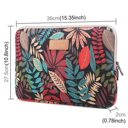 Colorful Leaves Laptop Sleeve for Up to 15.6-Inch Devices - protective floral neoprene sleeve with zipper for students and travelers