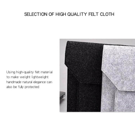 ND06 Multi-Purpose Felt Button Inner Bag for 13.3 Inch Laptops black and gray felt sleeves with flap and compartments