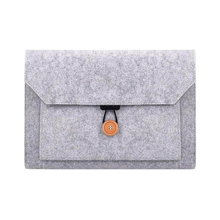 ND06 Multi-Purpose Felt Button Inner Bag for 13.3 Inch Laptops gray felt sleeve with front pocket and button closure
