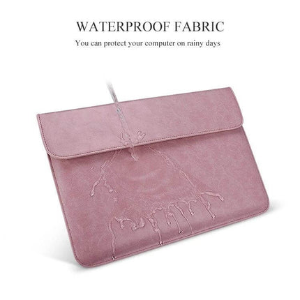 PU Leather Laptop Inner Bag with Magnetic Buckle for 13.3 Inch Laptops - pink waterproof PU leather sleeve protects against water, dust and scratches