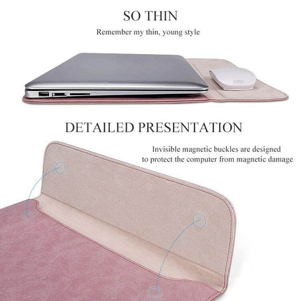 PU Leather Sleeve for 14.1 Inch Laptops with Magnetic Closure slim waterproof shockproof cover protecting laptop from scratches and dust