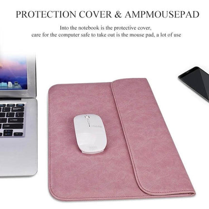 Slim PU Leather Protective Sleeve for 15.6 Inch Laptops pink sleeve used as mousepad with laptop and phone