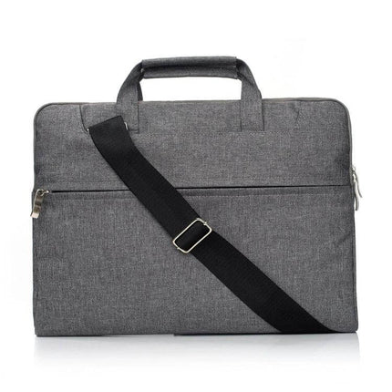 Protective Laptop Bag for 13.3 Inch Devices and Tablets - grey padded one-shoulder sleeve with handle and front zip pocket