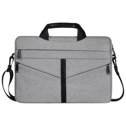 14.1 Inch Zipper Laptop Bag for Business with Shoulder Strap gray slim briefcase with multiple pockets and removable shoulder strap