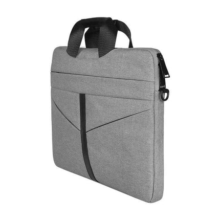 14.1 Inch Zipper Laptop Bag for Business with Shoulder Strap slim grey briefcase-style bag with multiple pockets and top handles for commuting