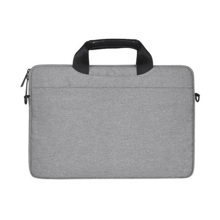 14.1 Inch Zipper Laptop Bag for Business with Shoulder Strap in grey, compact organizer with multiple pockets and top handle for commuting
