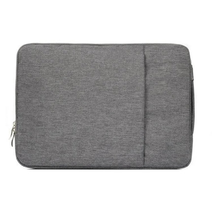 Soft Zipper Pouch for 11.6 Inch Laptops and Everyday Carry — gray flannelette zip sleeve with front pocket for mouse and charger