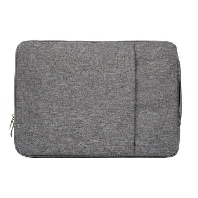 Soft Zipper Pouch for 11.6 Inch Laptops and Everyday Carry — gray flannelette zip sleeve with front pocket for mouse and charger