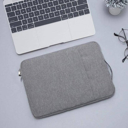 Soft Protective Laptop Case for 15.4 Inch Laptops in Various Colors - grey flannelette sleeve shown with laptop and glasses