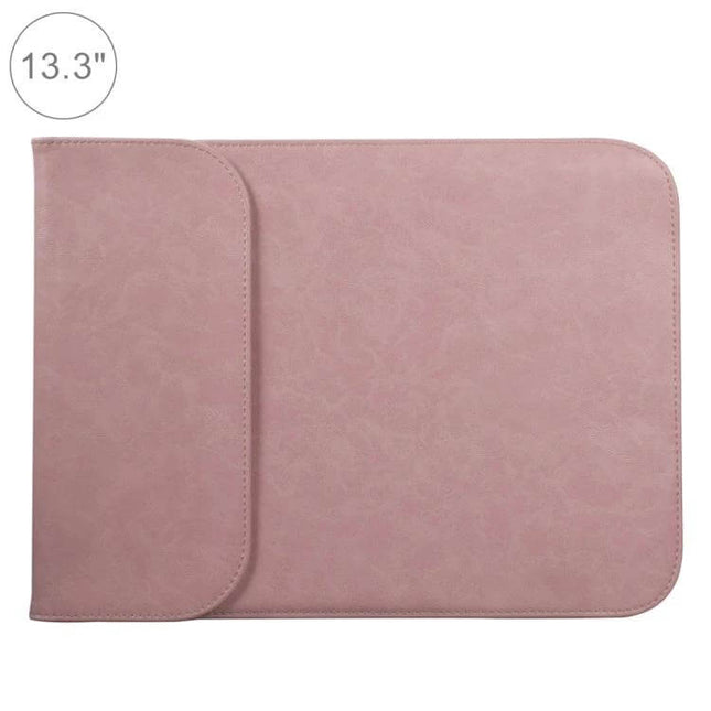13.3 Inch Laptop Case with Versatile Mouse Pad Function - pink PU leather sleeve that converts into a smooth mouse pad for travel and meetings