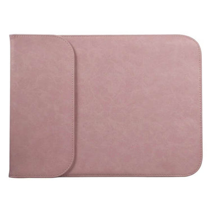 13.3 Inch Laptop Case with Versatile Mouse Pad Function in pink PU leather sleeve that doubles as smooth mouse pad for travel and remote work