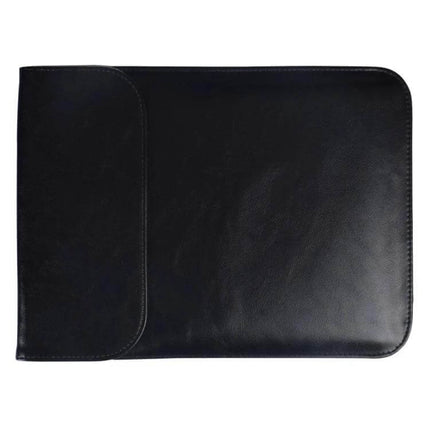 PU Leather Laptop Sleeve for 15.4 Inch Laptops and Mouse Pad Function - black PU leather protective sleeve doubling as mouse pad
