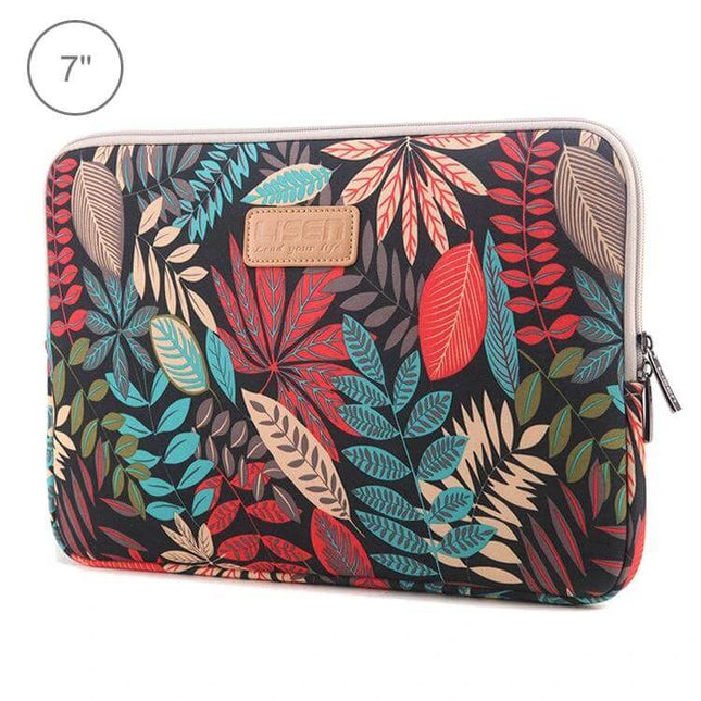 Lisen 7-Inch Sleeve Case with Colorful Leaves Design - durable eco-friendly 7" tablet sleeve protecting against dust, spills, and light impacts
