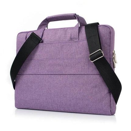 Protective Laptop Bag for 15.4 Inch Devices and Smaller - purple fabric briefcase with padded handle and adjustable black shoulder strap