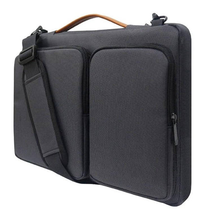 Waterproof Nylon Laptop Bag for 15.6-Inch Laptops with Trolley Strap in black nylon with shoulder strap and front zip pockets