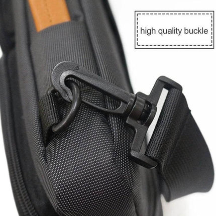 Waterproof Nylon Laptop Bag for 15.6-Inch Laptops with Trolley Strap showing high-quality swivel buckle and detachable shoulder strap