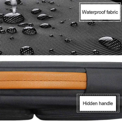 Waterproof Nylon Laptop Bag for 15.6-Inch Laptops with Trolley Strap — waterproof fabric close-up and hidden handle detail