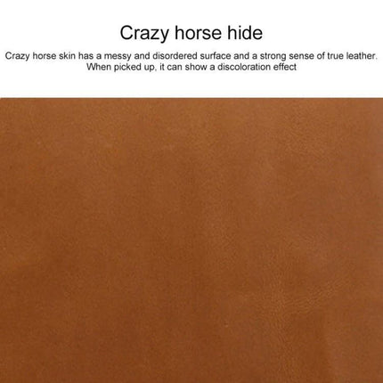 Genuine Leather Business Zipper Bag for 12-Inch Laptops and Tablets - brown crazy horse hide texture close-up