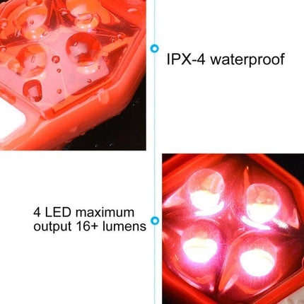 LED Back Clip Light For Outdoor Cycling And Running, Black - IPX-4 waterproof four-LED rear safety light, 16+ lumens clip-on visibility