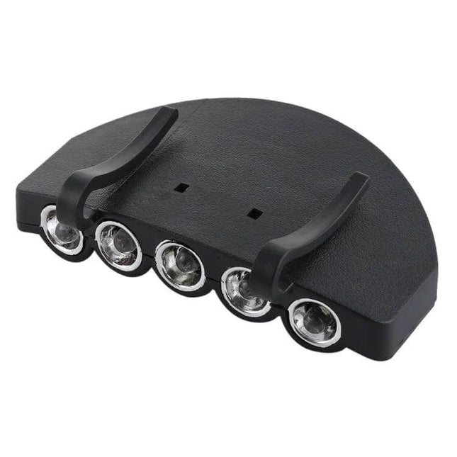 LED Cap Light With 5 LEDs For Camping And Outdoor Use - compact hands-free 5-LED clip-on cap light for hiking and night tasks