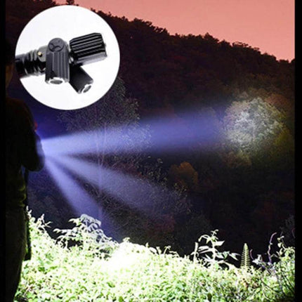 LED Flashlight for Outdoor Tasks with USB Charging - bright 500m main beam and 300° rotating sidelights for camping, trail work, and emergencies