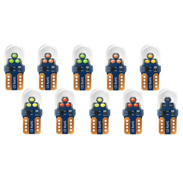 LED License Plate Light For Cars 10 Pack Easy Install - 10 compact 12V T104 plug LED replacements for bright non-destructive plate illumination