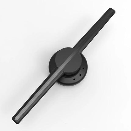 3D Holographic Fan Display with 42cm Diameter for Visuals showing black rotating LED blade and central hub for retail promotions
