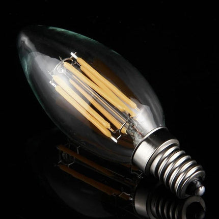 Apiciform Retro LED Bulb for Everyday Home Lighting - filament-style LED candle bulb on black background, 360-degree beam, energy-efficient home lighting