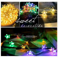 Luz decorativa navideña con forma de flor de cerezo de 6 m y 40 LED, funciona con pilas