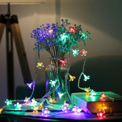 Luz decorativa navideña con forma de flor de cerezo de 6 m y 40 LED, funciona con pilas