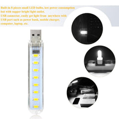 Portable 3W USB LED Book Light with 8 SMDs for Night Reading