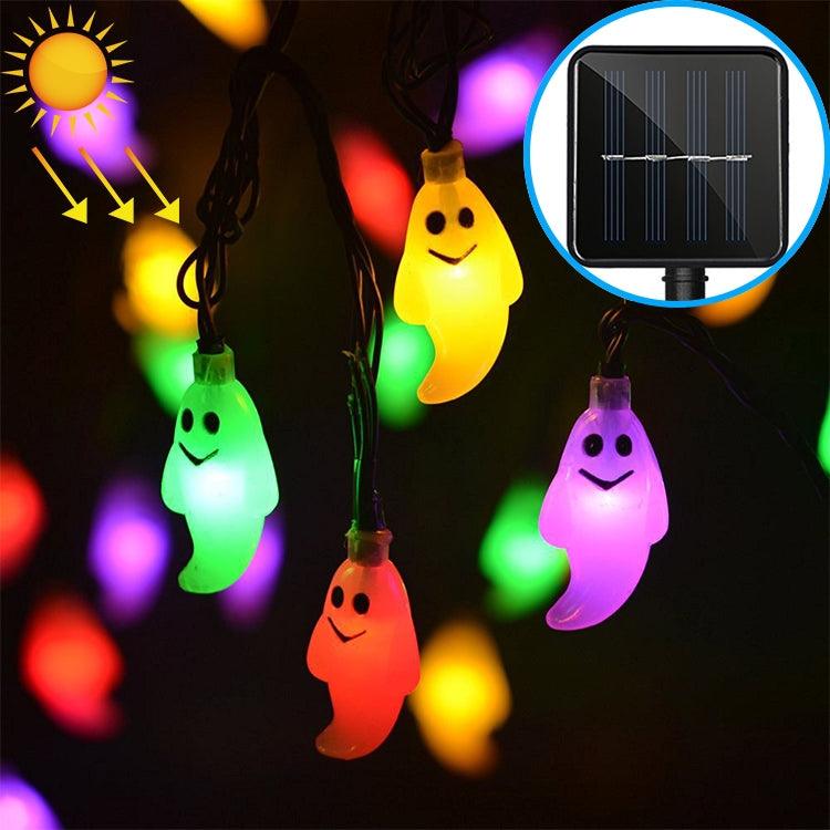 Cadena de luces solares con forma de fantasma, 30 LED, para exteriores, jardín, impermeables, para decoración de festivales navideños